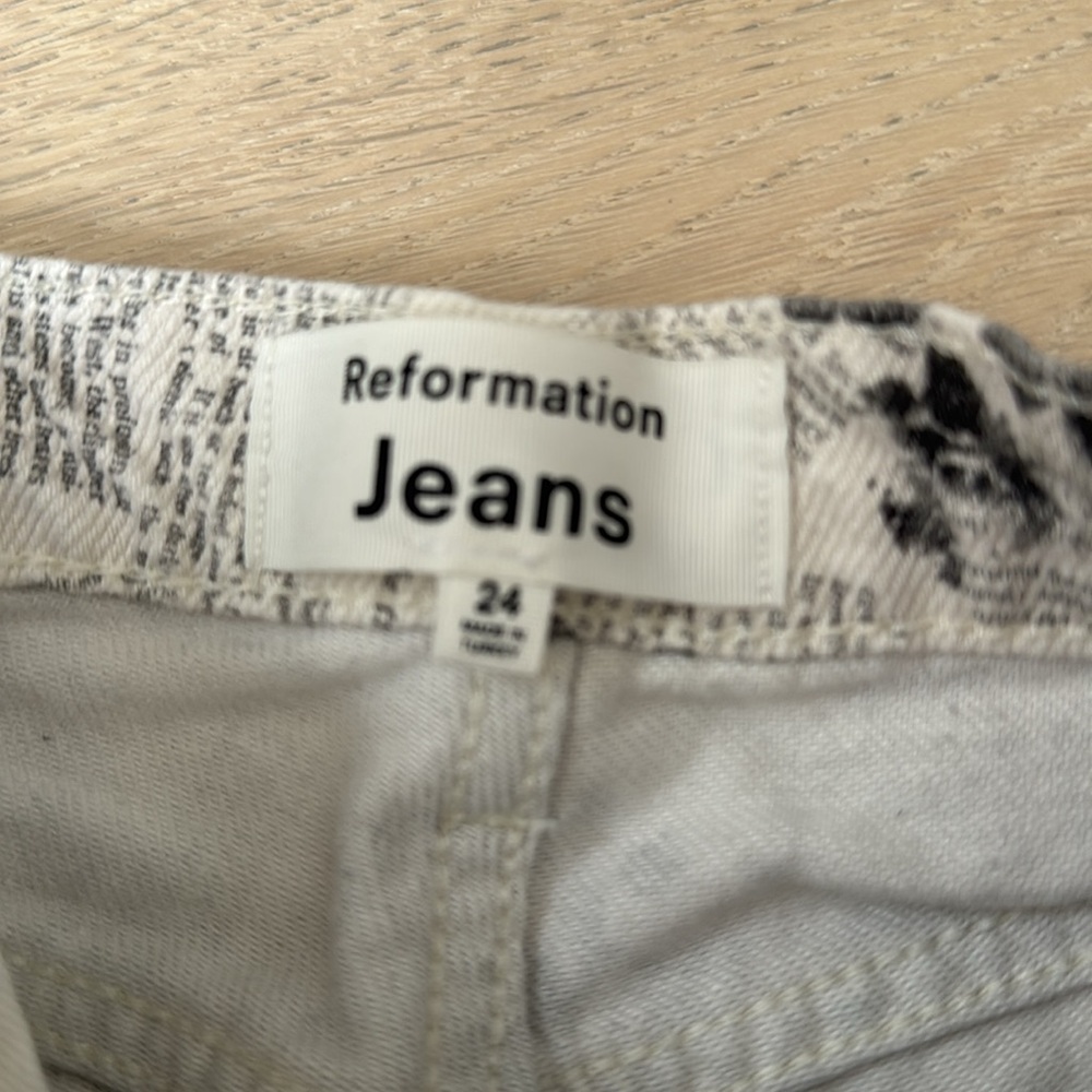 Reformation Black and White Printed Women's Jeans - Picture 2 of 3